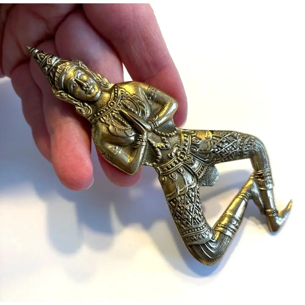 Vintage bronze bottle opener Thailand Buddha ethnic dancer unique bar tool
